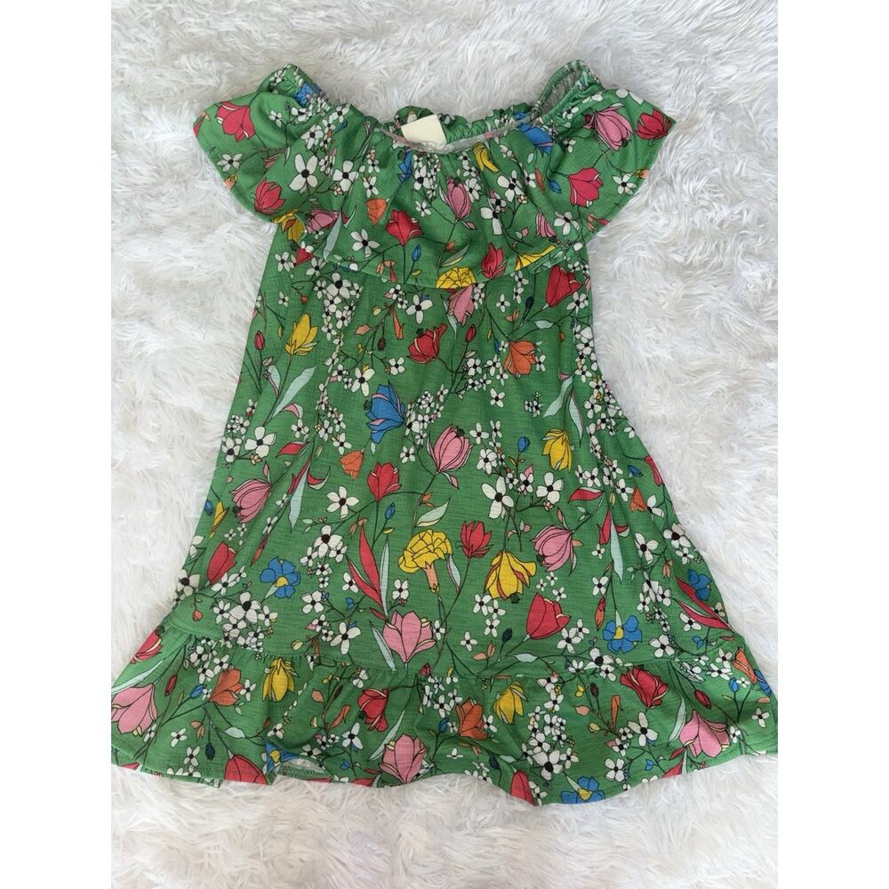 Zara Girls Casual Collection Sz. 6 Green Floral Ruffle Bottom Dress. Adorable